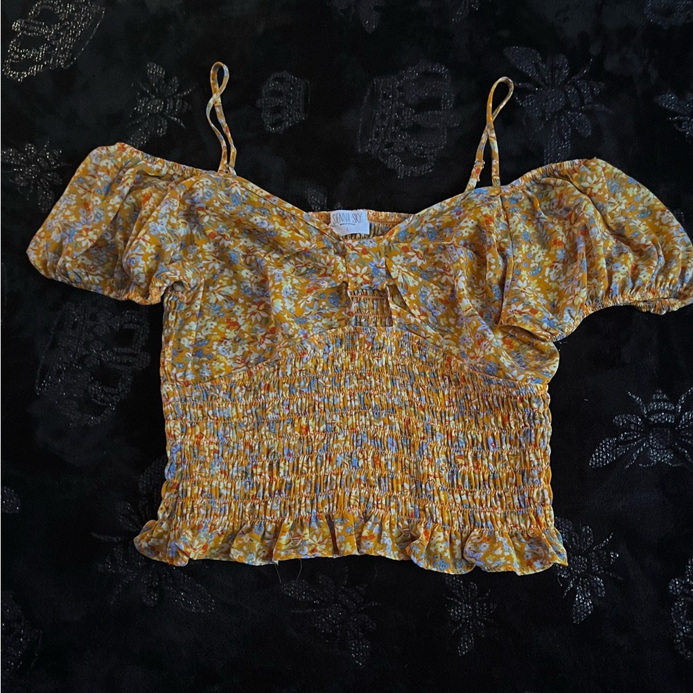 Sienna Sky Floral Yellow Off-Shoulder Top